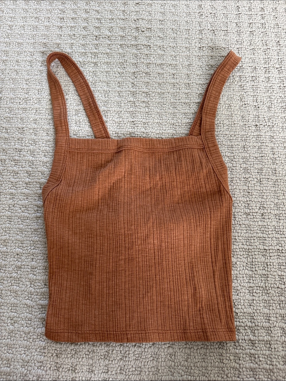 American Eagle Ribbed Square-Neck Tank Top - Rust